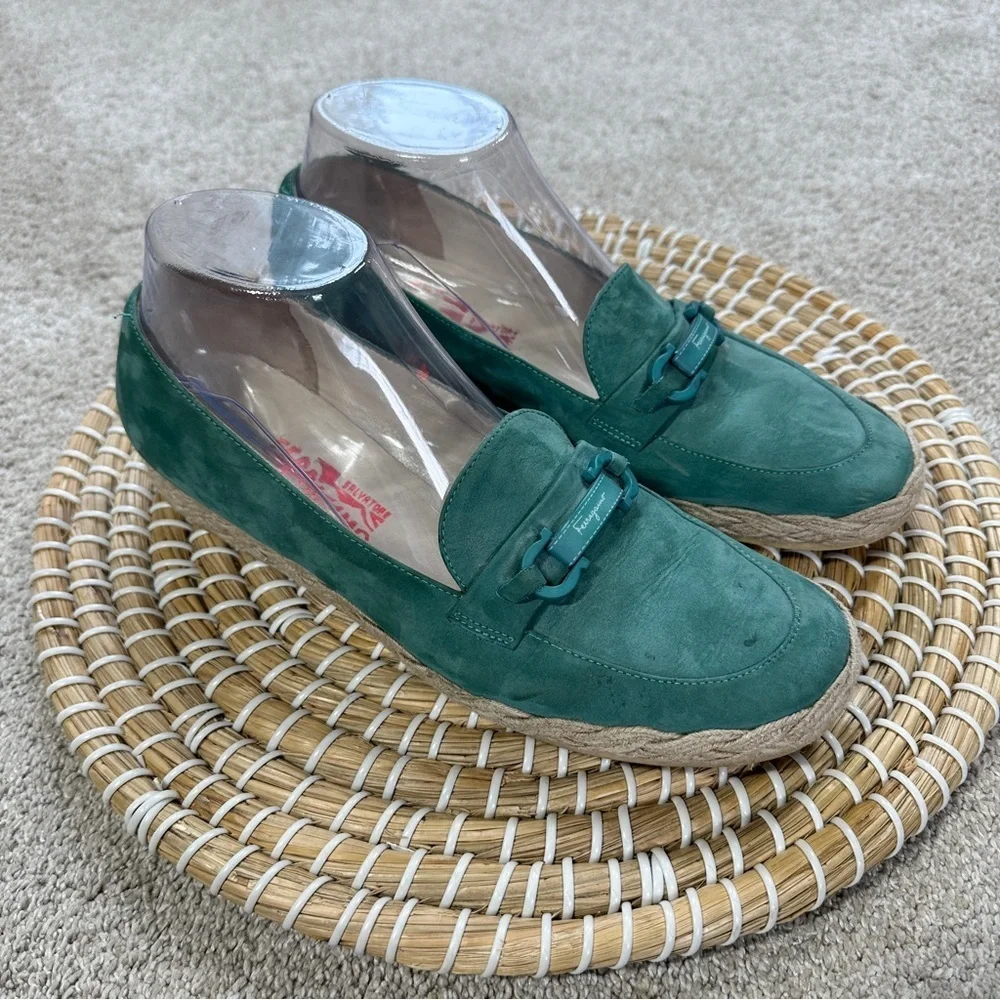 Salvatore Ferragamo Women’s Gancini Espadrilles Flats Shoes Slip On Suede 8B